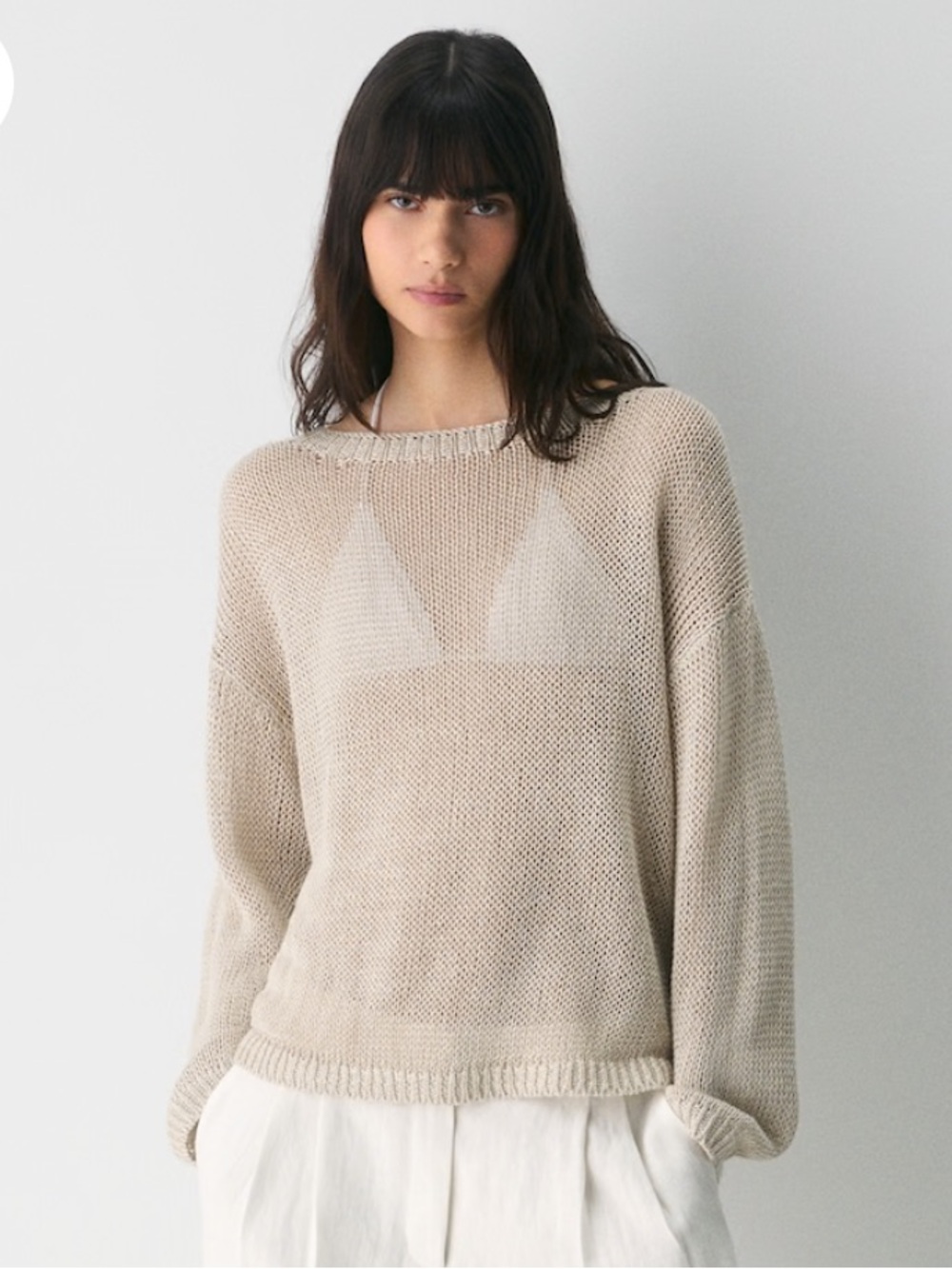 Aritzia Anise Linen Sweater - Metropolis Beige, Size XL NWOT